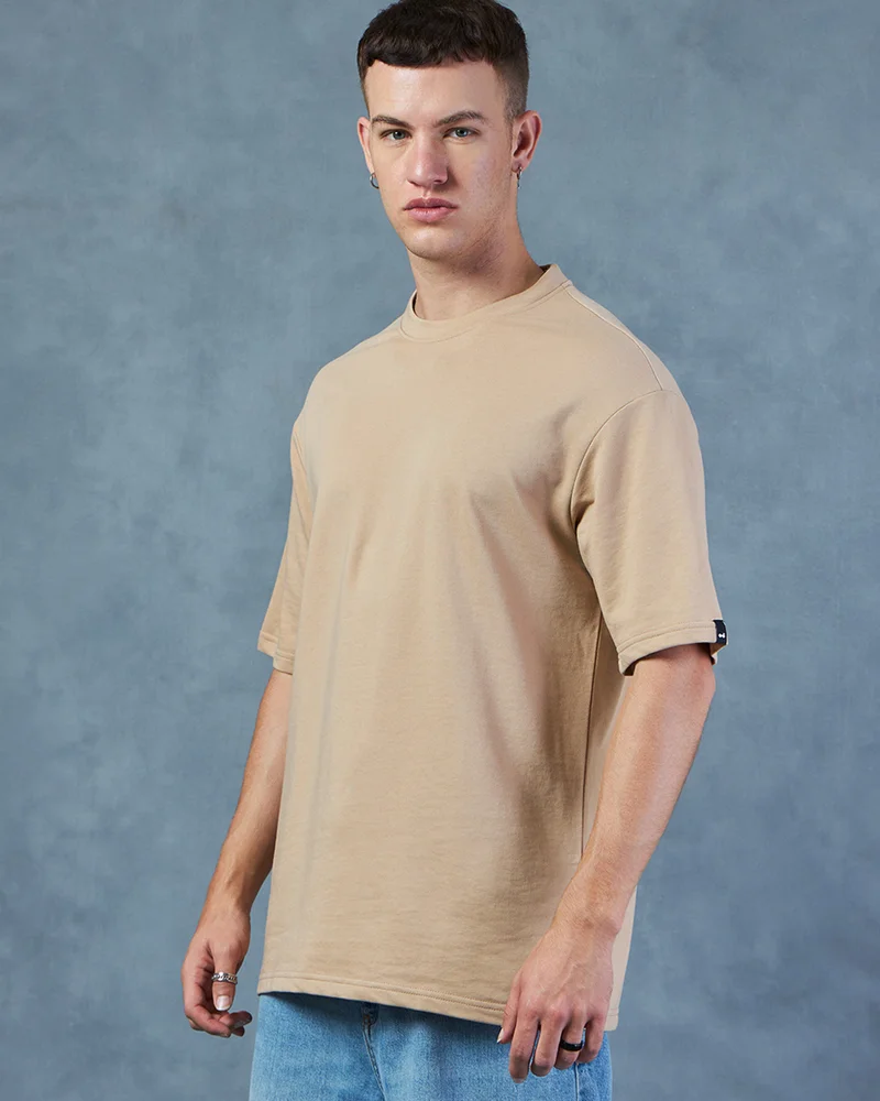 بيواكوف Men's Brown Oversized T-shirt